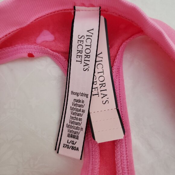 BUNDLE OF Victorias Secret Pink Hearts Thong & Red Silk & String Thong - Size L - Picture 8 of 10